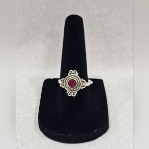 Sterling Silver Ruby Gemstone Women's Ring 6